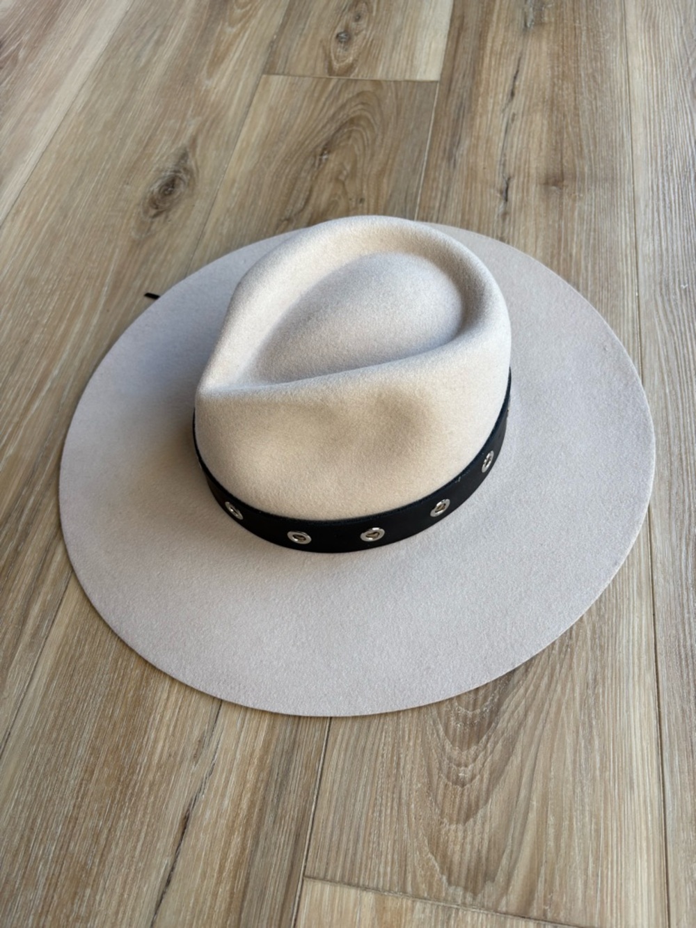 Nordstrom Tan Wide-Brim Wool Felt adjustable Panama Hat - Picture 2 of 4